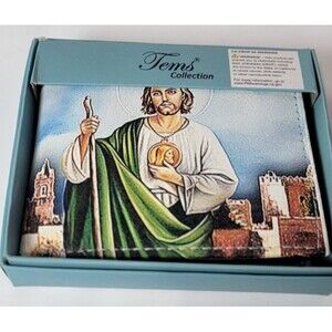 Saint Jude Wall Printed Bi-Fold Faux Leather San Judas Cartera Hand Crafted